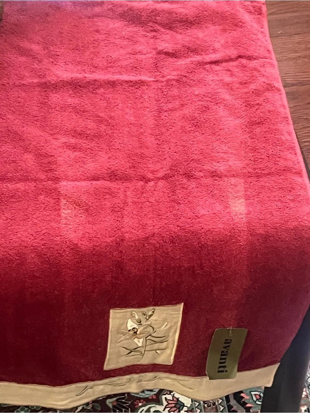 Avanti Burgundy Embroidered Floral Hand Towel